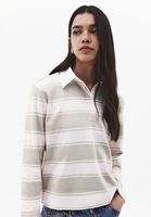 Bayan Çok Renkli Polo Yaka Çizgili Tişört