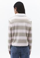 Bayan Çok Renkli Polo Yaka Çizgili Tişört