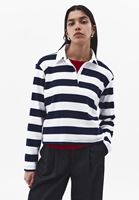 Bayan Çok Renkli Polo Yaka Çizgili Tişört