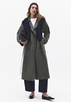 Bayan Gri Kemerli Oversize Trençkot