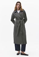Bayan Gri Kemerli Oversize Trençkot