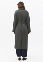 Bayan Gri Kemerli Oversize Trençkot