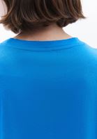 Bayan Mavi Sıfır Yaka Oversize Tişört