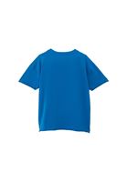 Bayan Mavi Sıfır Yaka Oversize Tişört