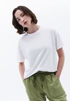 Bayan Beyaz Sıfır Yaka Oversize Tişört