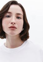 Bayan Beyaz Sıfır Yaka Oversize Tişört