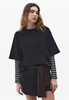 Bayan Siyah Pamuklu Oversize Tişört