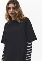 Bayan Siyah Pamuklu Oversize Tişört