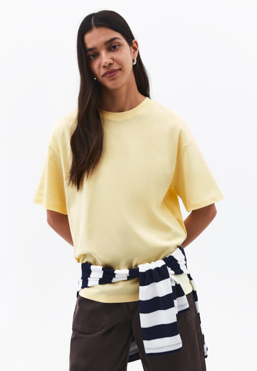 Sarı Pamuklu Oversize Tişört