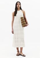 Bayan Krem Ajurlu Halter Yaka Elbise