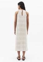 Bayan Krem Ajurlu Halter Yaka Elbise