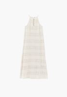 Bayan Krem Ajurlu Halter Yaka Elbise