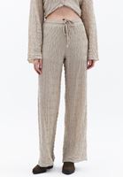 Bayan Bej Yüksek Bel Wide-Leg Pantolon