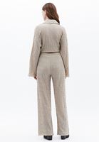 Bayan Bej Yüksek Bel Wide-Leg Pantolon