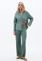 Bayan Yeşil Yüksek Bel Wide-Leg Pantolon