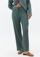 Bayan Yeşil Yüksek Bel Wide-Leg Pantolon