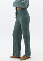 Bayan Yeşil Yüksek Bel Wide-Leg Pantolon