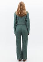 Bayan Yeşil Yüksek Bel Wide-Leg Pantolon