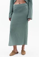 Bayan Yeşil Yüksek Bel Yırtmaçlı Etek