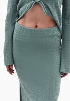 Bayan Yeşil Yüksek Bel Yırtmaçlı Etek