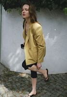 Bayan Sarı Oversize Blazer Ceket