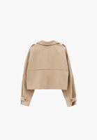 Bayan Bej Loose-Fit Crop Trençkot