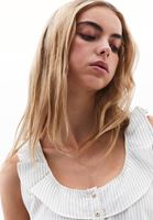 Bayan Çok Renkli Fırfırlı Çizgili Bluz