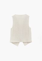 Bayan Krem Dokulu V Yaka Yelek