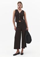 Bayan Kahverengi Dokulu V Yaka Yelek