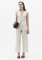 Bayan Krem Dokulu V Yaka Yelek