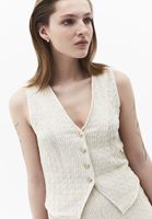 Bayan Krem Dokulu V Yaka Yelek