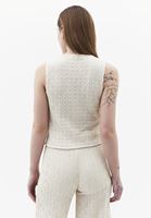 Bayan Krem Dokulu V Yaka Yelek