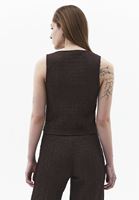 Bayan Kahverengi Dokulu V Yaka Yelek