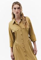 Bayan Sarı Uzun Gömlek Elbise