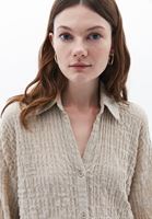 Bayan Bej Oversize Gömlek