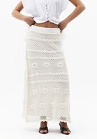 Bayan Krem Ajurlu Triko Etek