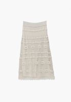 Bayan Krem Ajurlu Triko Etek