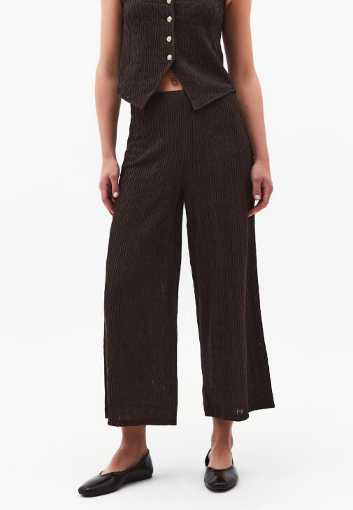 Dokulu Culotte Pantolon ve Yelek Kombini