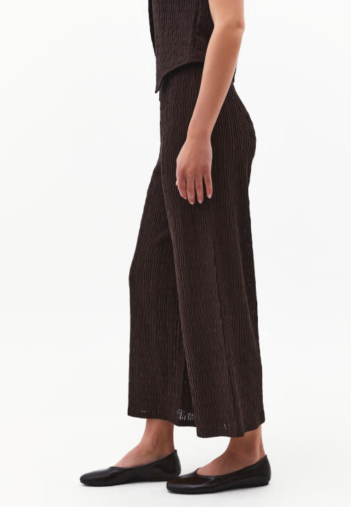 Dokulu Culotte Pantolon ve Yelek Kombini