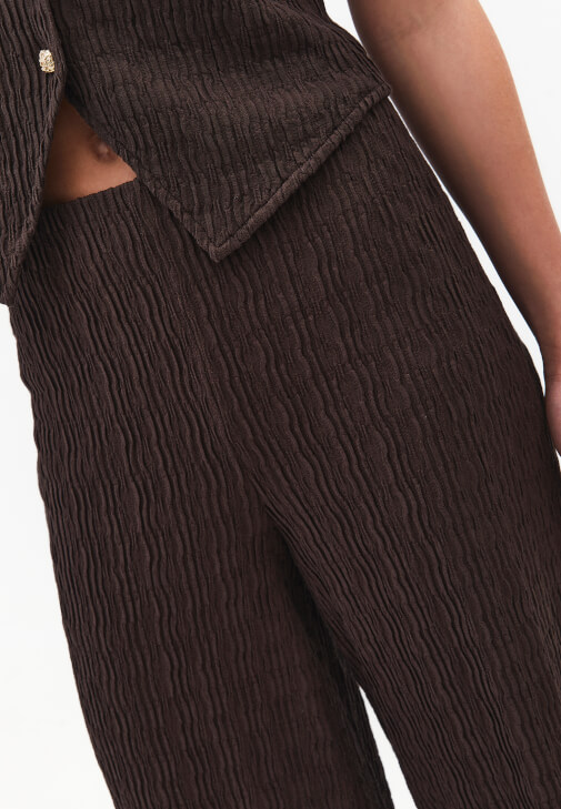 Dokulu Culotte Pantolon ve Yelek Kombini