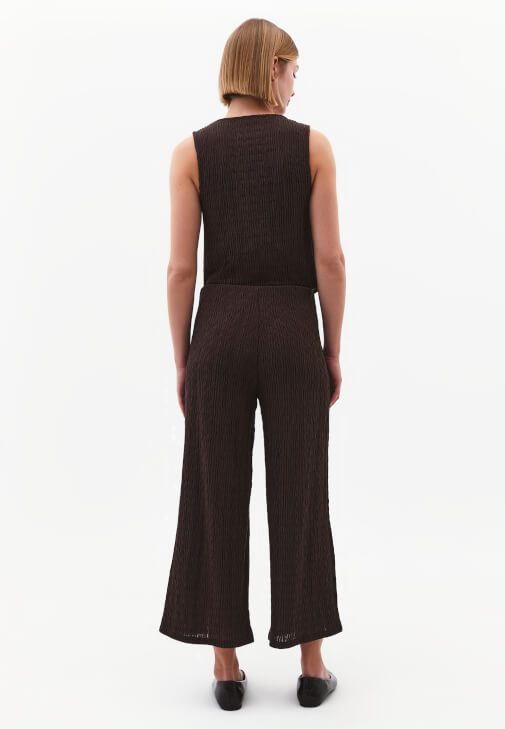 Dokulu Culotte Pantolon ve Yelek Kombini