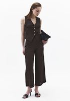 Bayan Kahverengi Dokulu Culotte Pantolon