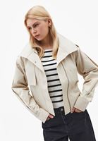 Bayan Krem Kemer Detaylı Oversize Trençkot