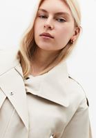 Bayan Krem Kemer Detaylı Oversize Trençkot