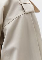 Bayan Krem Kemer Detaylı Oversize Trençkot