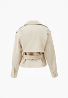 Bayan Krem Kemer Detaylı Oversize Trençkot