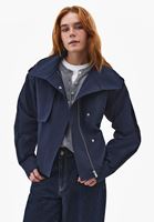 Bayan Lacivert Kemer Detaylı Oversize Trençkot