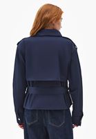 Bayan Lacivert Kemer Detaylı Oversize Trençkot