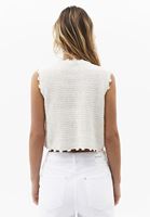 Bayan Krem Dantelli Triko Yelek