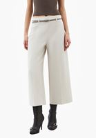 Bayan Krem Kemer Detaylı Culotte Pantolon